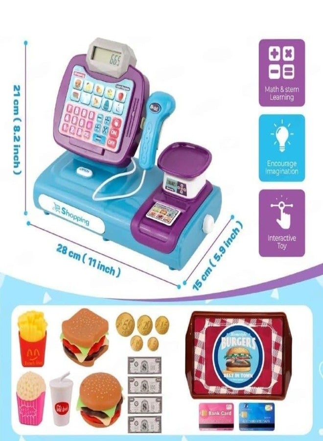 Meghasky Supermarket Cash Register for Kids, Interactive Pretend Play Grocery Store with Scanner, Light and Music, Multicolor - Image 3